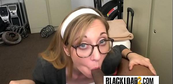  Blonde teen with glasses loves to have hardcore anal sex with black studs.
